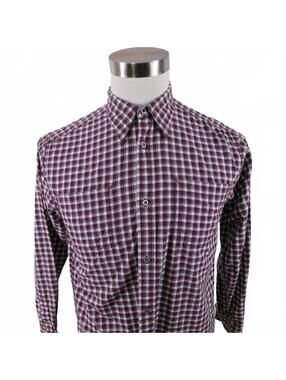 Tommy Hilfiger Boys Button Down Maroon Plaid Shirt Youth Large Vintage 90s